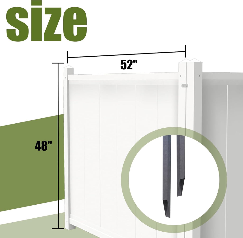 Air Conditioner Fence, 48" H x 52" W Outdoor Privacy Fence White Vinyl Fence Screen Trash Can Enclosure for Outside