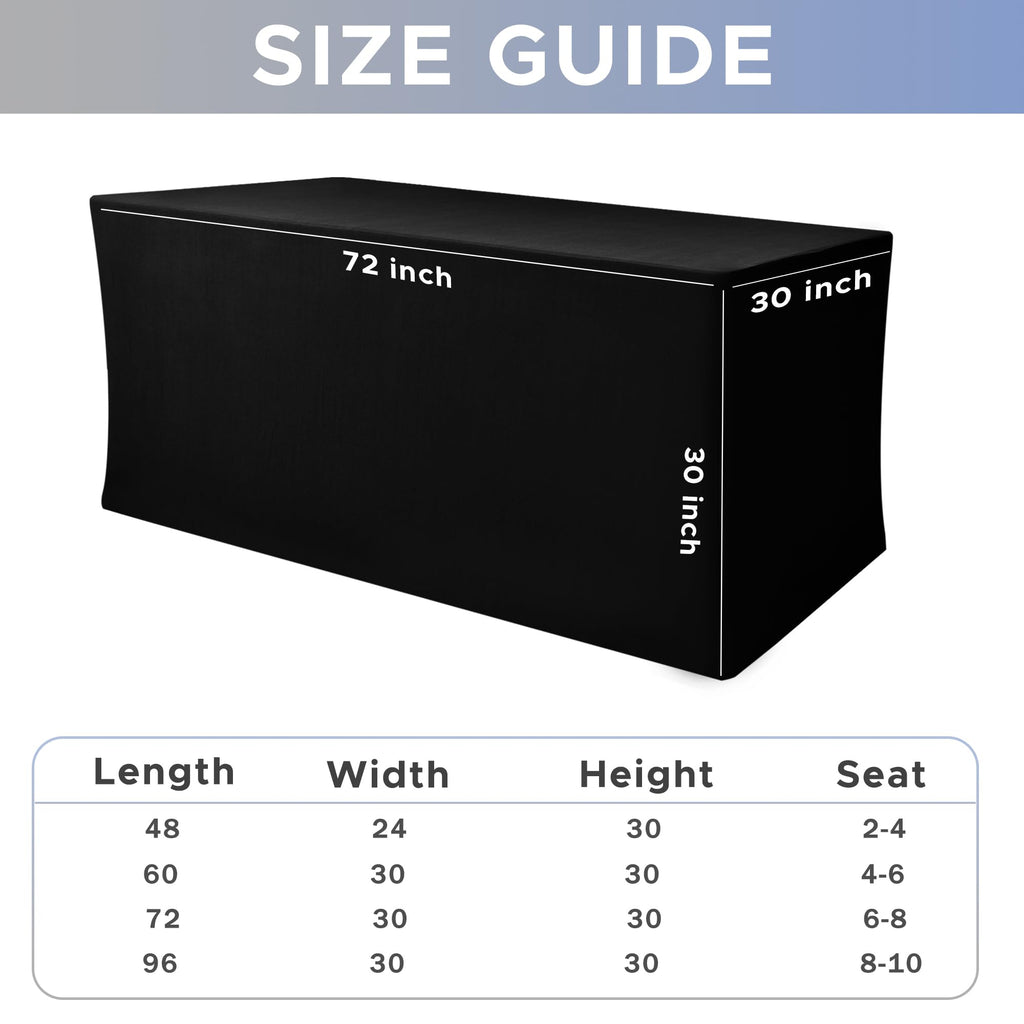 Black Rectangle Spandex Table Clothes For 6 Foot Rectangle Tables 4 Pack