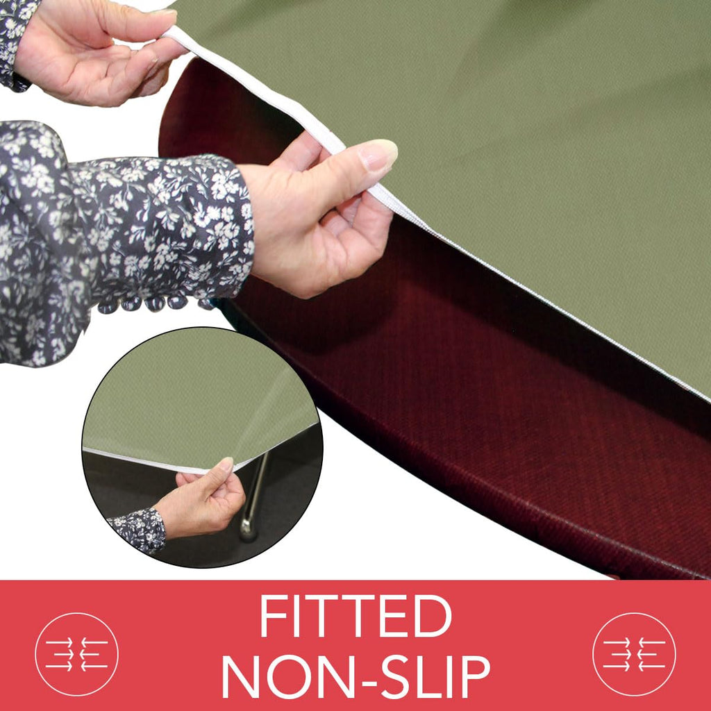 Flannel Backed Vinyl Fitted Tablecloth Oval Green