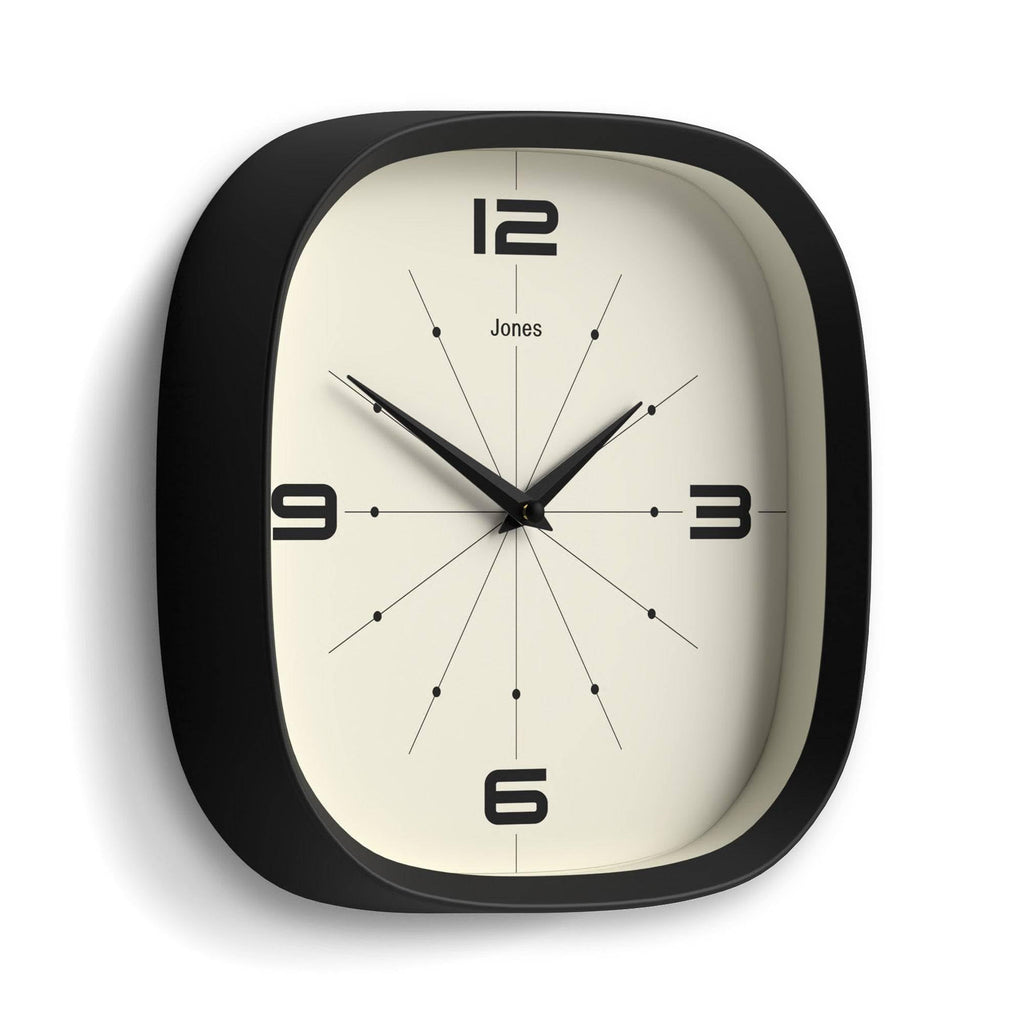 Pulsar wall Clock | Retro Rounded Square Clock | 10" | Black