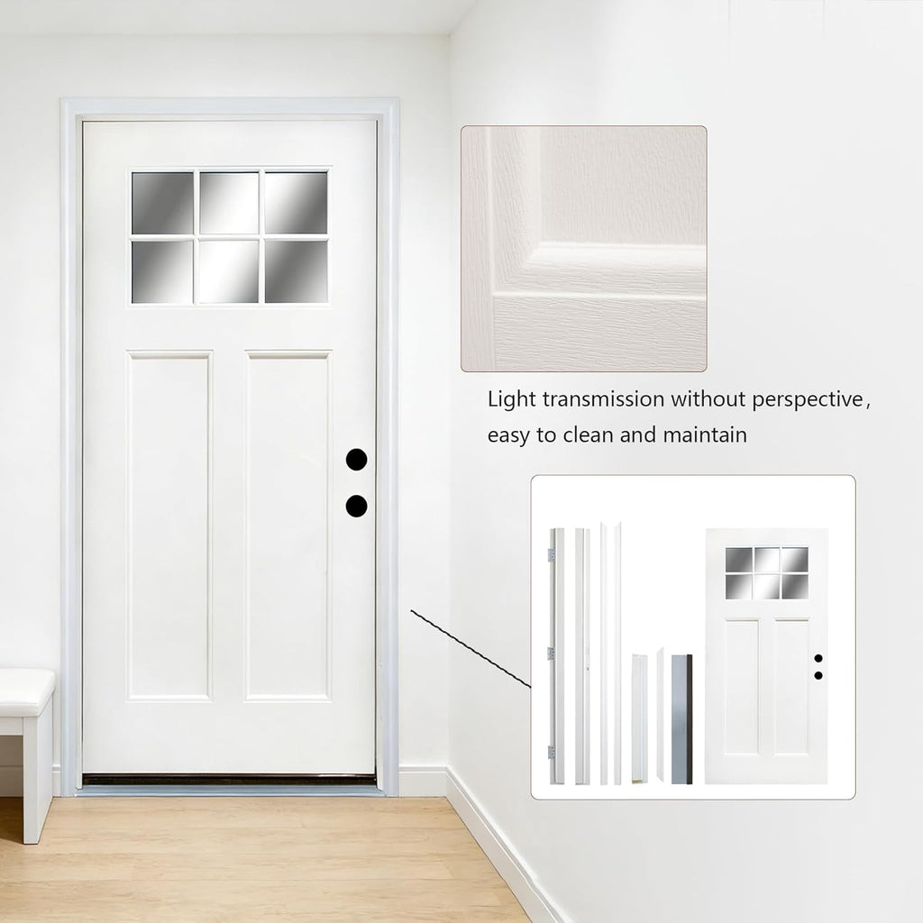 Modern 36 x 80 Fiberglass Entry Door with Low-E Glass, 6-Lite Front Door for Home, Pre-Hung Fiberglass Door System