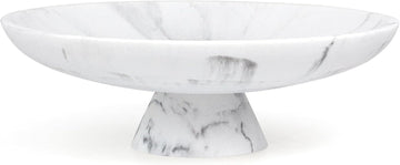 Modern Resin Pedestal Decorative Bowl, Large Fruit Bowl Counter, Stylish Key Bowl Table, Marble white