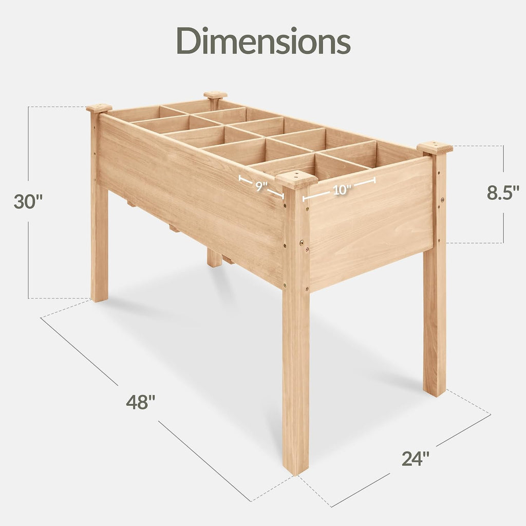 Best Choice Products Raised Herb Garden Bed Planter Box - Elevated Wooden Planter with 10 Grid Growing Compartments