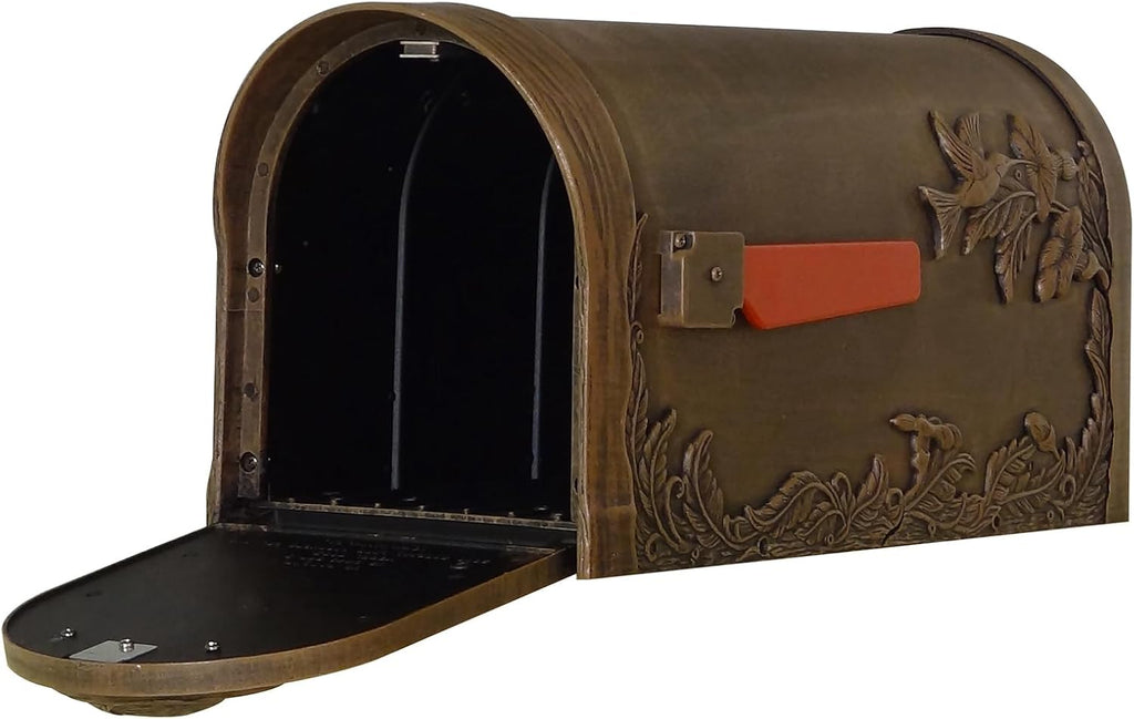 Hummingbird Curbside Mailbox - Copper Aluminum Mailbox for Post Mount