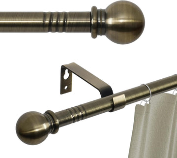 Antique Brass Curtain Rods for Windows 28 to 48 inch, 5/8 inch Small Curtain Rod Set with Brackets, Heavy Duty