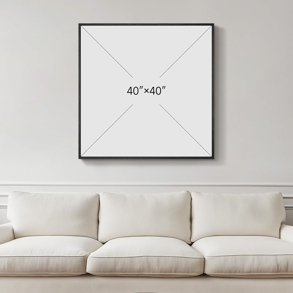 Extra Large Framed Blue Abstract Wall Art , Oversized Square Modern Canvas Prints Paintings for Walls, Minimalist