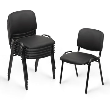 Stackable Waiting Room Chairs, PU Leather Guest Reception Chair with Upholstered Thickene Seat and Back Support