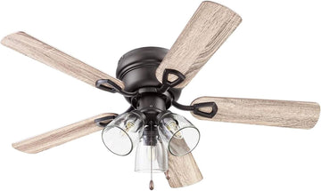 Ceiling Fans Renton 42" Bronze Indoor Fan with Clear 3 Light LED Multi Arm; E26/B11 Bulb and Pull-Chains