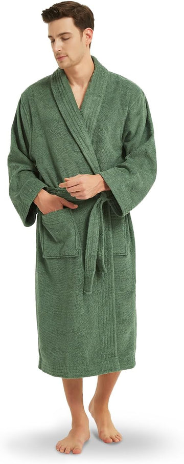 Bathrobe Mens,Premium Thick Terry Cloth Bathrobe,Towel Bath robe Long-Staple Combed Men's Cotton Robe