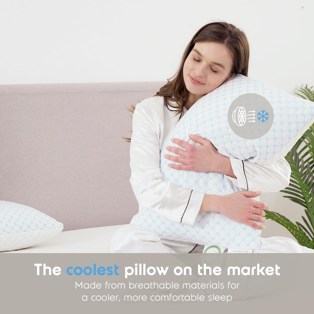 King Cooling Pillow for Sleeping 1 Pack, Luxury Shredded Memory Foam King Pillow, Adjustable Cold Gel Pillows for Hot