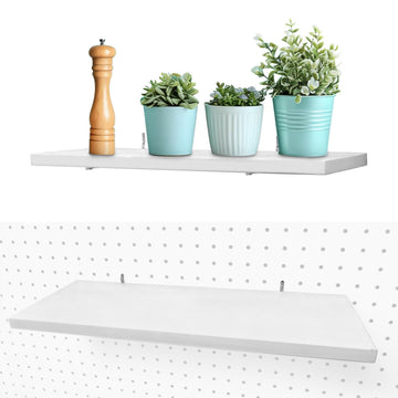 Pegboard Shelves, 2Pack White 16" x 6" Large Peg Board Racks and Brackets