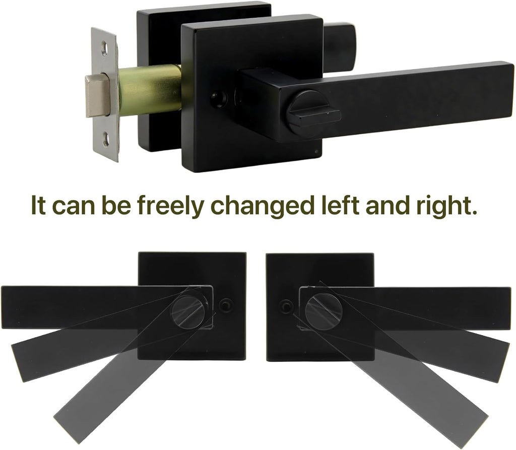 8 Pack Matte Black Door Handles Privacy Door Levers Without Key, Bed and Bath Door Locks Interior Door Knobs