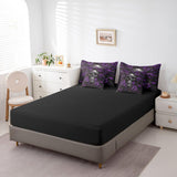 Erosebridal Sugar Skull 7 Pcs Comforter Set Queen,Purple Rose Floral Bedding Set for Kids Boys Girls Teens