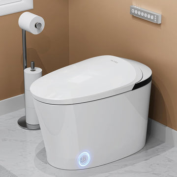 Smart Toilet with Built-In Bidet, Heated Seat, Pump-Assisted Flush, Auto Flush, Warm Water, Air Dryer, Deodorizer, Modern One-Piece Design