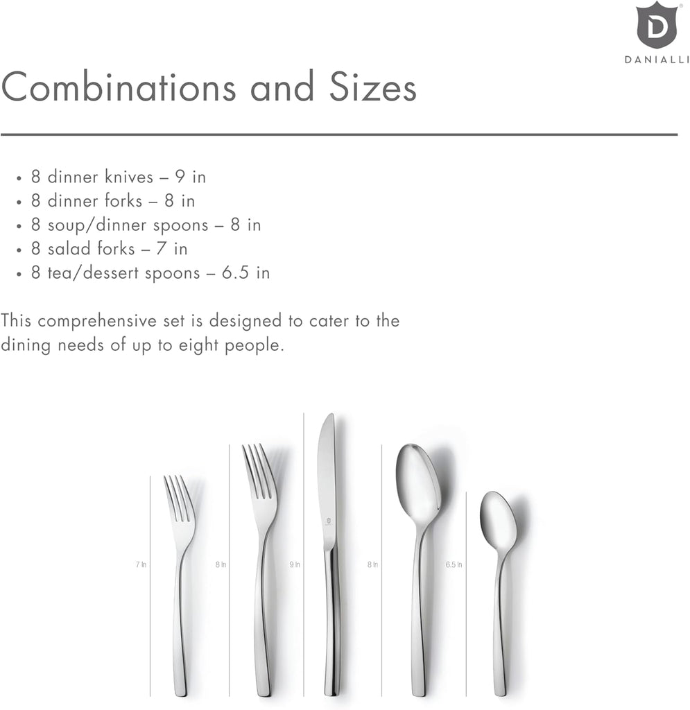 Modern Sleek Silverware Set - 18/10 Stainless Steel Flatware Set for Elegant Dining - Dishwasher Safe Cutlery Set