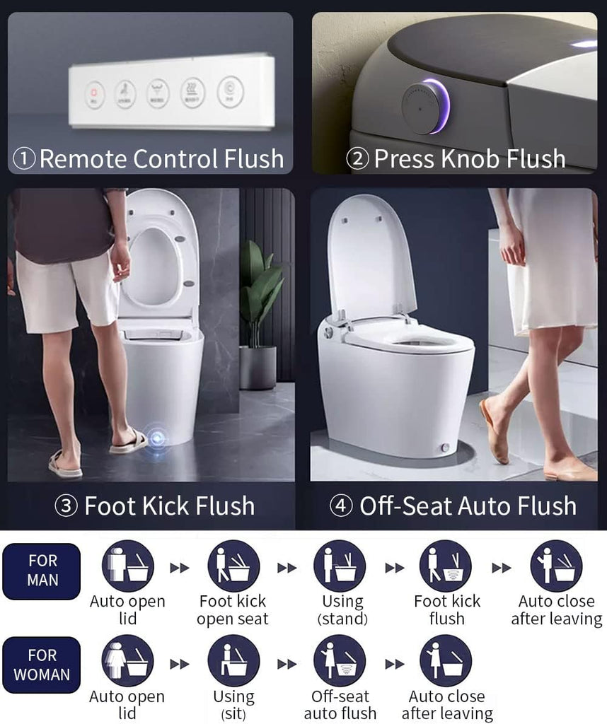 DP7 Smart Toilet with Bidet Built in,Auto Open/Close,Heated Seat,Automatic Flush Bidet Toilet,Night