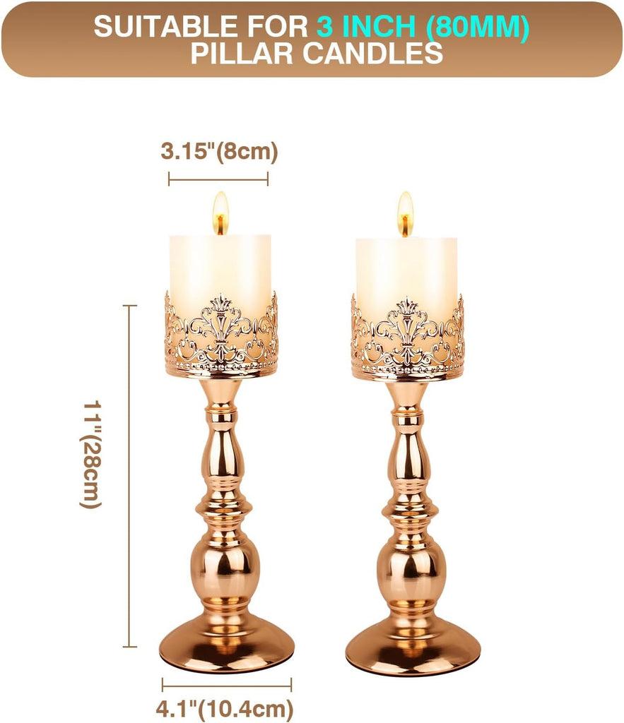 Candle Holders for Pillar Candles Gothic Gold Vintage Tall Candle Holders Set of 2 Decorative Large Table