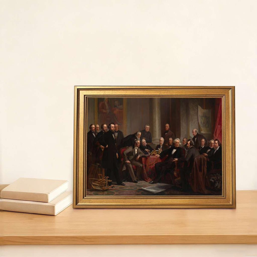 Framed Vintage Wall Art Historical Engineering Meeting Poster Canvas Print Oil Paintings Reproduction World Classics