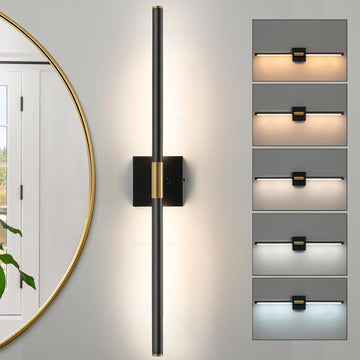 Black Gold Vanity Light Fixtures Over Mirror 30 inch LED Bath Sconces IP44 5CCT Adjustable Morden Picture Lights for