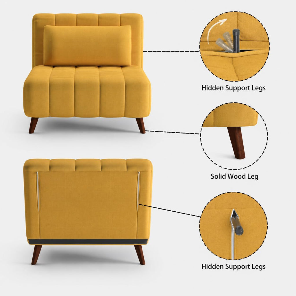 Artdeco Home Generous 40.6" W Sleeper Chair Bed,3in1 Twin Convertible Chair Bed Futon Sofa with Adjustable Backrest