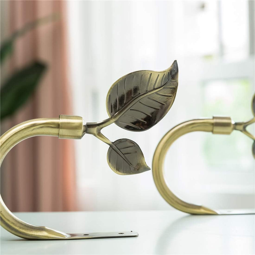 Leaf Shaped Curtain Tieback Holdbacks 2pcs, Handmade Metal Curtain Side Holders for Wall, Curtain Hook Pull Backs for