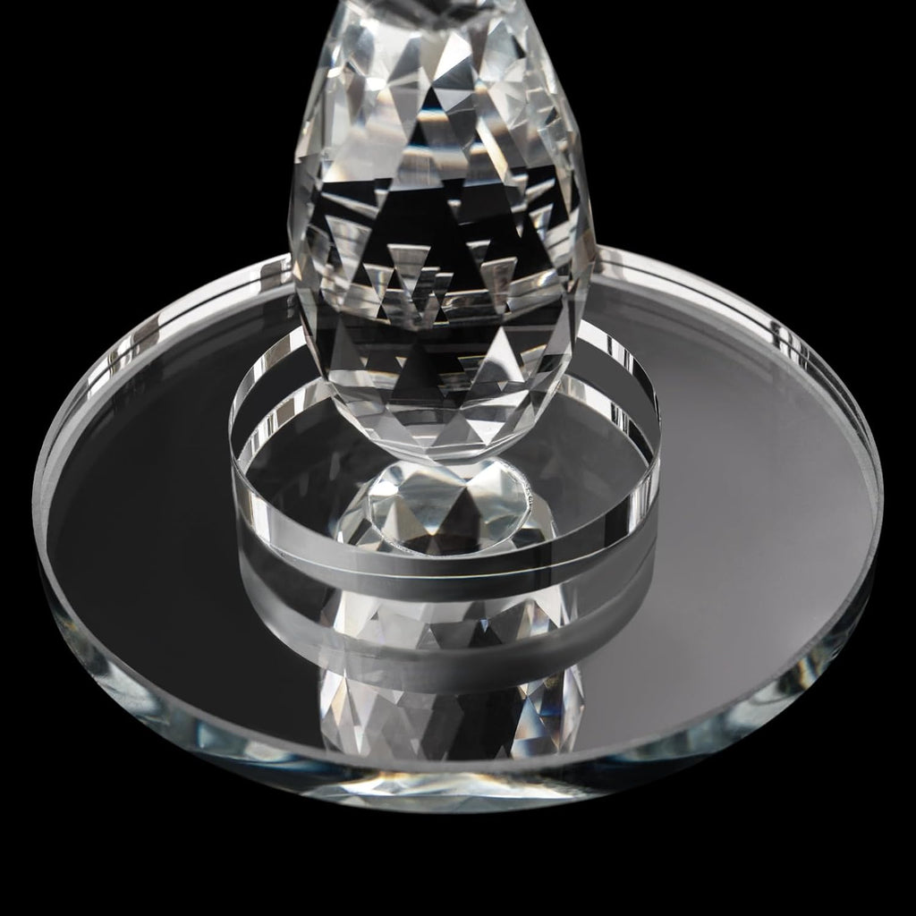 Modern Crystal Candle Holder Candelabra, 5 Arm 14 Inch Tall Clear Taper Candlestick Holders Vintage Wedding