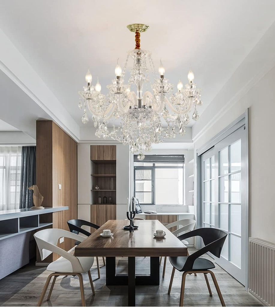 Modern K9 Transparent Crystal Chandelier,Luxury Clear Crystal Pendant Light Fixture 8 Light,Modern Ceiling Lighting for Living Room, Dining Room, Bedroom (8 Lights)
