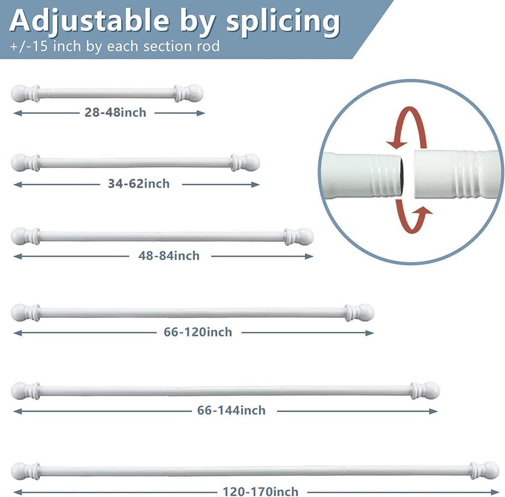 Decorative Window Curtain Rods 28 to 62" - 1 Inch Heavy Duty Metal Curtain Rod Set,Adjustable Drapery Rods with