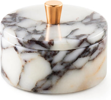 Calacatta Viola Marble Jewelry Box, Round Natural Stone Jewelry Jar with Lid, Small Trinket Box, Decorative Storage