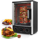 Vertical Countertop Oven with Rotisserie, Bake, Broil, & Kebab Rack Functions - Adjustable Settings 