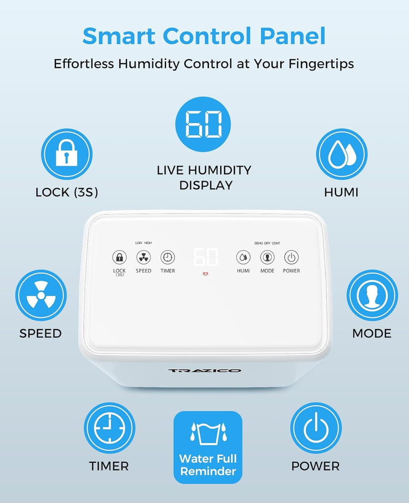 2000 Sq.ft Dehumidifier for Basement, 30 Pint Dehumidifiers for Home Large Room Bedroom Bathroom with Drain Hose