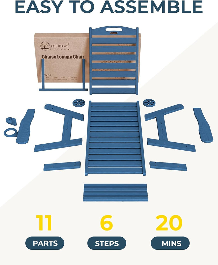 Oversized Outdoor Chaise Lounge Chair, HDPE Patio Chair with Wheels | Oversized outdoor HDPE chaise lounge with