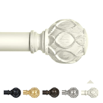 Farmhouse Curtain Rod Adjust 72-144", Heavy Duty Boho, Antique White