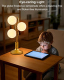 Mid Century Globe Table Lamp Dimmable Modern 3 Lights Gold Desk Lamp 3000K Warmwhite Bedside Table Lamp Living Room