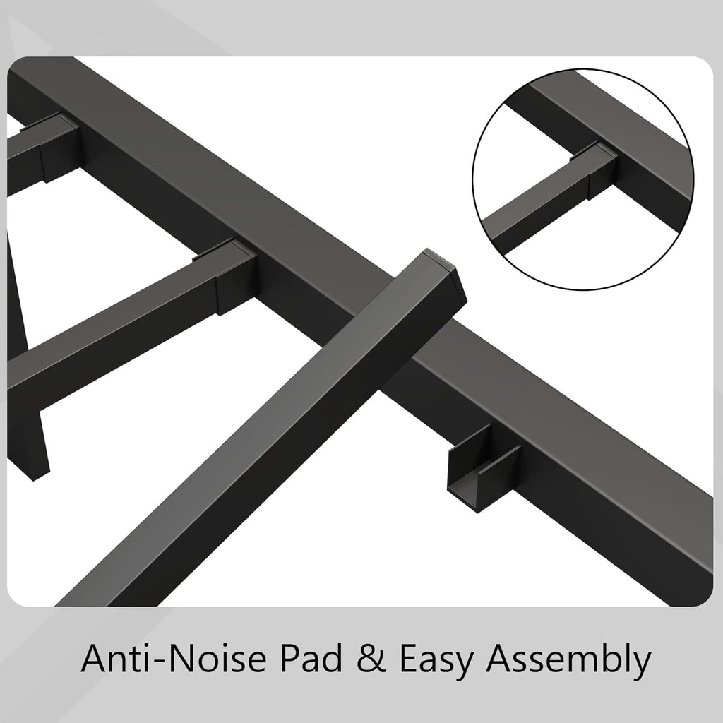 King Metal Platform Bed Frame/Victorian Style Headboard and Footboard/Steel Slat Support/Easy Assembly/No Box Spring