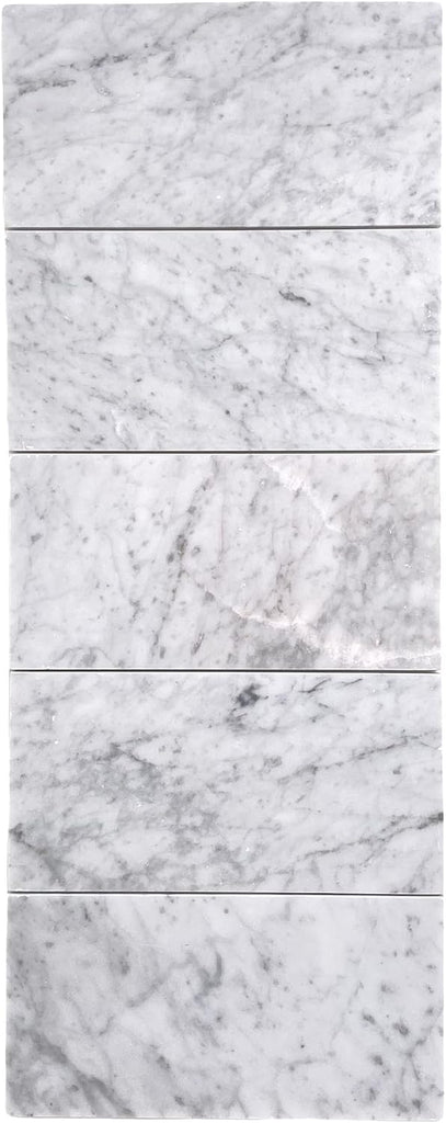 Premium Carrara Greyish 4x8 Marble Wall Floor Tile (Box of 30 Individual Tiles) for Kitchen Backsplash Bathroom