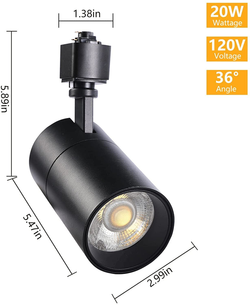 20W Dimmable LED Track Lighting Heads H Type, Black 6 Pack