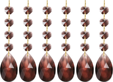 Teardrop Crystal Chandelier, 6 Pack 120mm Length Prisms Part Dark Brown