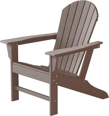 Farmhouse Adirondack Chair Wood Texture, Poly Lumber Patio Chairs, Pre-Assembled Weather Resistant Outdoor Chairs for