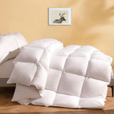 Luxury Feather Down Fiber Comforter Queen, Ultra-Soft Cotton-Blend Fabric