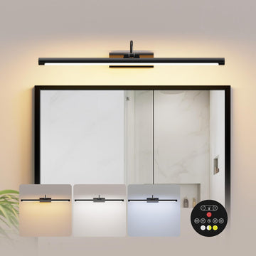 Bathroom Vanity Light Wireless Rechargeable Black 24 inch Black | 10000mAh Rechargeable Battery, 500LM Dimmable, 3