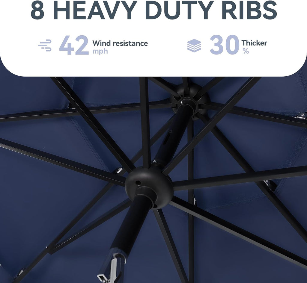 10ft Outdoor Patio Umbrella, [Auto-Tilting] 3 Tiers Market Table Umbrellas with 1.5" Pole, 8 Sturdy Ribs