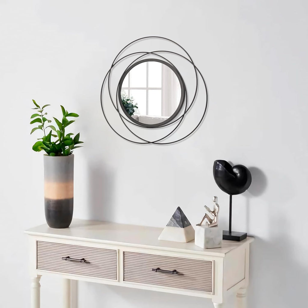 Black Circle Mirror Wall Decorative Metal Wall Mirror, Art Small Round Wall Home Mirror, Decor Living Room Bedroom