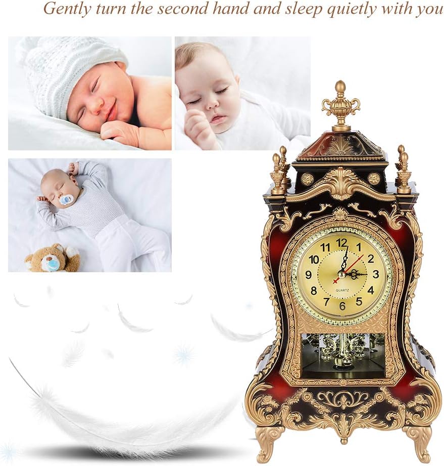 ZJchao Antique Clock,Vintage European- Table Desk Clock,Wall Clock with Pendulum and Chimes for Home Decoration(02)