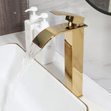 Gold Ceramic Vessel Sinks for Bathroom White Rectangle Above Counter Bathroom Vessel Sink with Faucet and Drain Combo