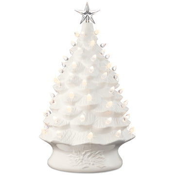 Choice Product 24in Extra Large Ceramic Christmas Tree, Pre-Lit Hand-Painted Tabletop XL Indoor Holiday Tree, 74 Warm