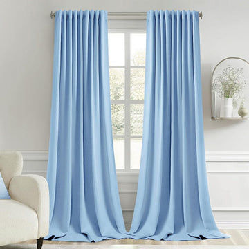 Sky Blue Back Tab Blackout Curtains 52x96 Inch Long 2 Panels Set