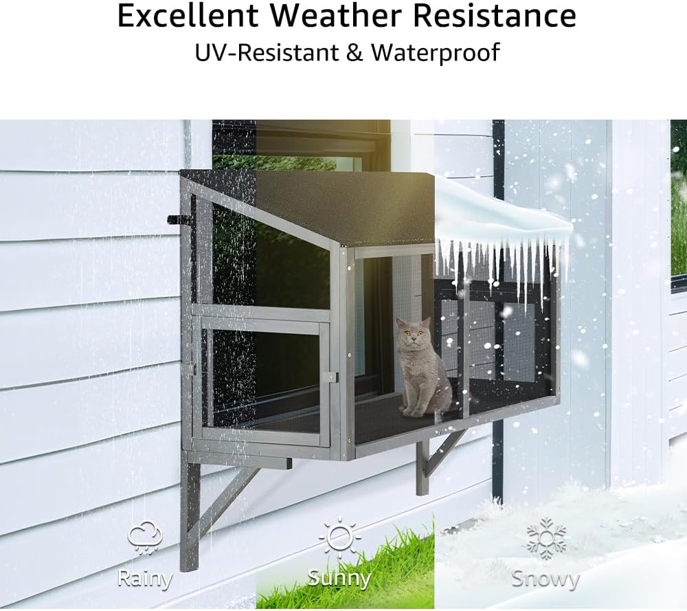 Bug Proof Window Catio, Expandable Outdoor Cat Enclosure