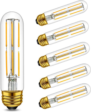 T10 LED Bulbs Daylight White 4000K LED Tubular Edison Light Bulbs 6W Dimmable Tube Vintage Bulbs 60 Watt