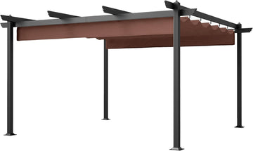 13' x 13' Retractable Pergola Canopy with Stronger Aluminum Frame, Outdoor Pergola Sun Shade Shelter for Garden, Patio